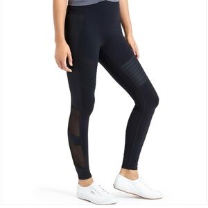 Athleta Leggings with leather stripes and mesh back